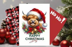 Highland cow greeting card, Christmas Greeting Card, Product Image 1