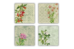 Vintage Green Floral Ephemera Digital Scrapbook Papers Product Image 2