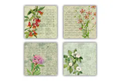 Vintage Green Floral Ephemera Digital Scrapbook Papers Product Image 2