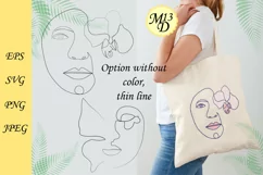 Abstract Female Face Flower Line Art, SVG, PNG, EPS Product Image 2
