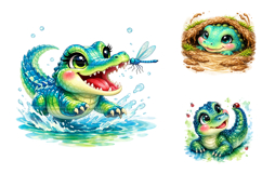 Cute Baby Alligator Clipart Bundle Product Image 2