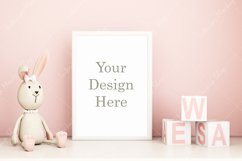 Frame mockup kids. Pink wall and white frame for girl Product Image 1