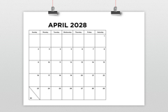 2028 Small Number Simple 8.5x11 Inch Calendar Product Image 2