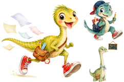 Watercolor Dinosaur Back To School PNG Product Image 2