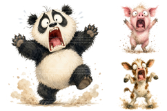 Funny Screaming Animals, Crazy Watercolor PNG Product Image 2