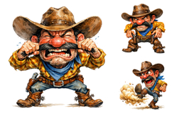Angry Cowboy Clipart Bundle, Western Sublimation PNG Product Image 2