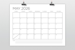 2026 12 x 9 Thin Sans Serif Calendar Template Product Image 2