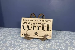 Flourish Easel Art Stand and Coffee Sign SVG laser cut files Product Image 2