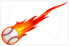 Baseball with Flames in Color Product Image 2