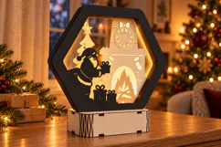 Christmas Santa Lamp SVG - Fireplace Scene Laser Cut Files Product Image 2