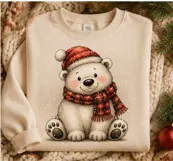Whimsical Christmas Clipart PNG Reindeer, Polar Bear Sublima Product Image 3