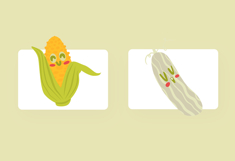 Blushing Cute Vegetable Characters Doodle Illustration Set Product Image 3