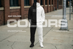 5 Walking Pose Hoodie Pants Apparel Mockup Set. Generated AI Product Image 2