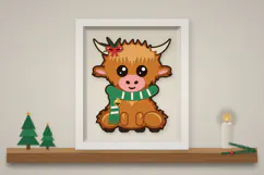 Christmas Highland Calf 3D Layered SVG Paper Cut Craft Product Image 3