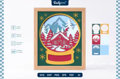 Snow Globe Shadow Box SVG | Layered Winter Scene Product Image 4