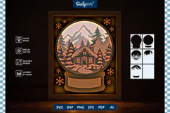 Snow Globe Shadow Box SVG | Layered Winter Scene Product Image 3