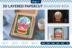 Snow Globe Shadow Box SVG | Layered Winter Scene Product Image 2
