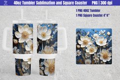 3D Flowers | 40 oz Tumbler Sublimation and Square Coaster Product Image 1