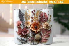 3D Flower 20 OZ Skinny Tumbler Sublimation | Herbarium PNG Product Image 1