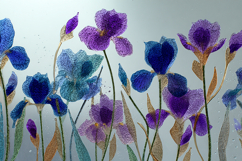 Painting of purple and blue flowers on a gray background Product Image 1