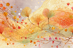 Colorful flowers and branches on a soft background Product Image 1