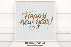 Bright Happy New Year quote sublimation design clipart png Product Image 3