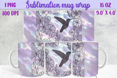 Lilac pastel hummingbirds mug wrap 15 oz sublimation design Product Image 1