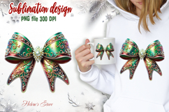 Christmas coquette bows design|Red Green bow T-shirt clipart Product Image 2