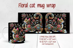 Flower cat Mug Sublimation png| Flowers cat |Art cat bouquet Product Image 1