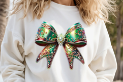 Christmas coquette bows design|Red Green bow T-shirt clipart Product Image 1