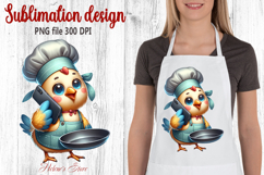 Funny chicken in the kitchen clipart|Cute sublimation design Product Image 1