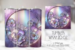 3d Lilac pastel floral tumbler 20oz wrap sublimation designs Product Image 1