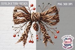 Wicker Christmas PNG Sublimation Eco Vine Natural Wreath Product Image 1