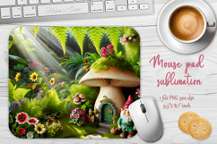 Summer forest gnomes mouse house pad sublimation design png Product Image 1