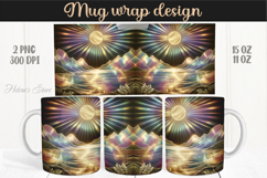 Fantasy mountains iridescent design mug wrap 15oz 11oz png Product Image 1