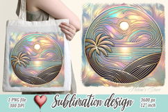 Gold summer beach palm tree sublimation designs |Pearl ocean Product Image 1