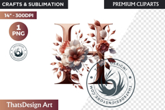 Floral Alphabet wedding Clipart Rose Gold flower letter Product Image 1