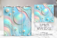 Light aqua pastel tumbler 20oz wrap sublimation design png Product Image 1