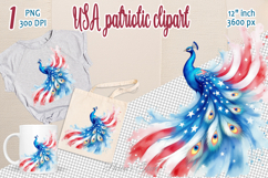 Cute peacock bird American flag colors clipart|USA Patriotic Product Image 1