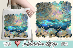 Blue ocean gold and pearl sublimation designs png | Sea life Product Image 1