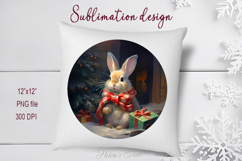 Cute Christmas bunny round cute sublimation design png Product Image 1