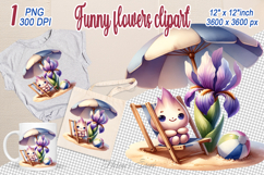 Cute iris flower clipart | Funny floral summer girly designs Product Image 1