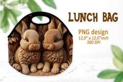 Cute Rabbit Lunch bag | Wooden designs Lunch bag sublimation Product Image 1