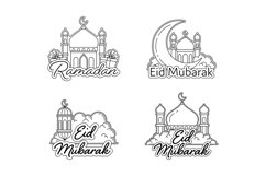 Ramadan and Eid Mubarak Outline Illustrations Product Image 1