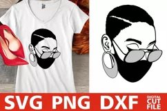 Black Woman in Mask svg, Glasses svg, Short Hair, Melanin Product Image 1