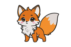 Kawaii Fox Machine Embroidery Design Product Image 1