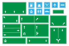 Green Road Navigation Signs and Blue Highway Service Icons Product Image 1