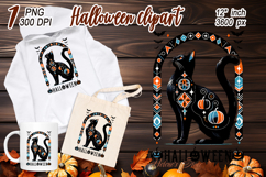 Cute Halloween black cat clipart |Abstract shirt designs png Product Image 2