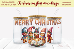 Marry Christmas gingerbread men can glass wrap 16oz png Product Image 2
