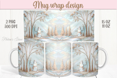 Pastel Christmas tree mug wrap png |Cute snowman mug design Product Image 1